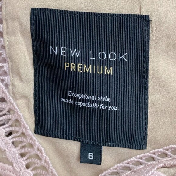 SOLD-New Look Premium Nude Blush Lace Overlay Sleeveless Mini Dress 6 - Picture 3 of 14